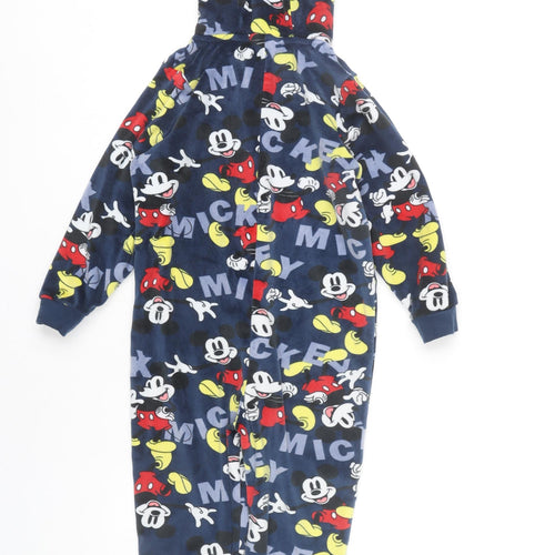 Disney Boys Blue Mickey Mouse Fleece One Piece Pyjamas 5 Years Hooded