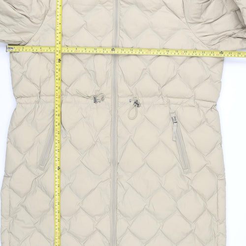 Marks and Spencer Womens Beige Size 20 Long Puffer Coat Hooded Quilted