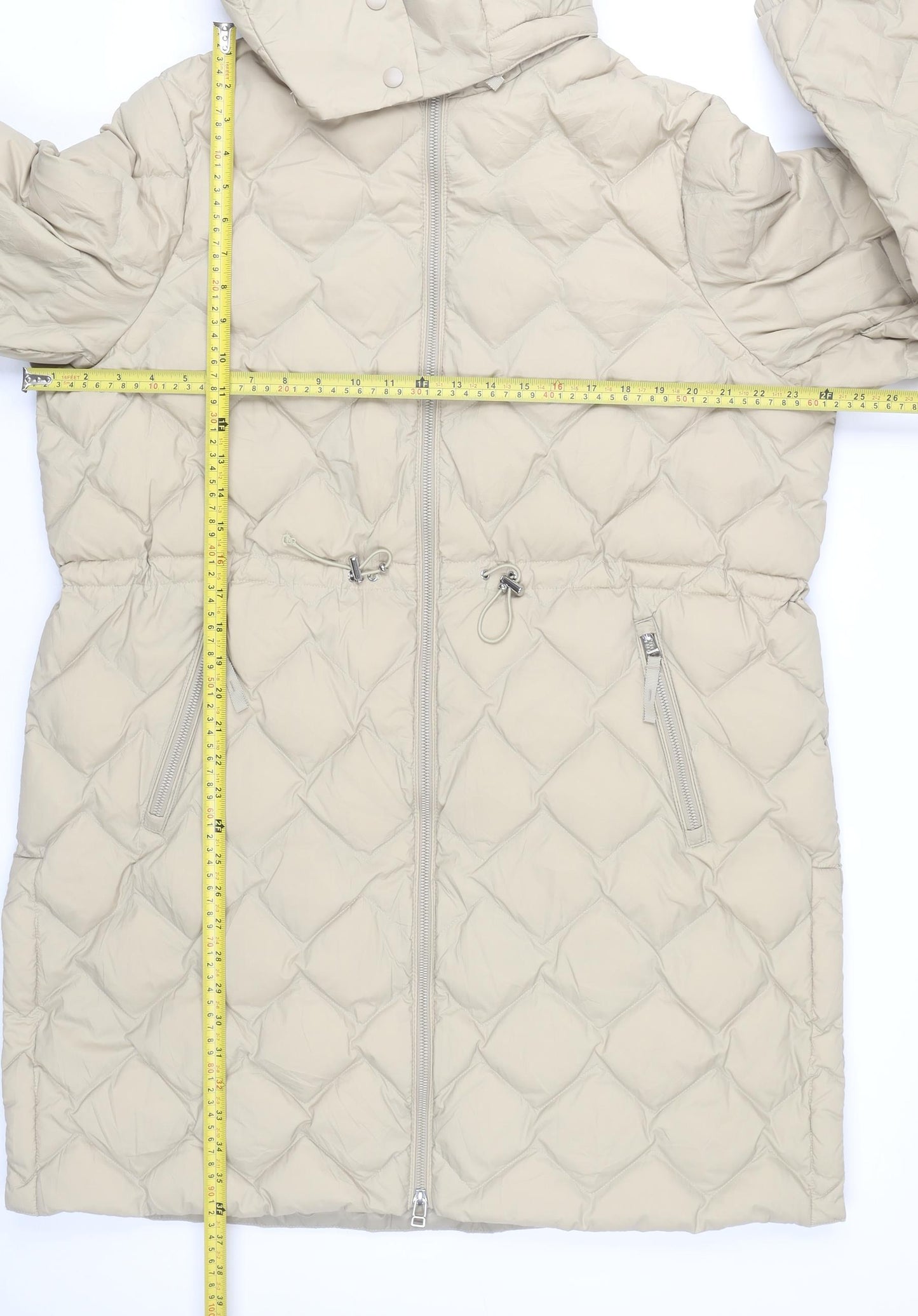 Marks and Spencer Womens Beige Size 20 Long Puffer Coat Hooded Quilted