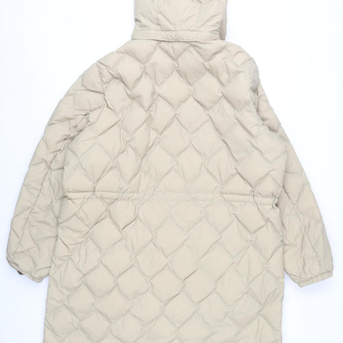 Marks and Spencer Womens Beige Size 20 Long Puffer Coat Hooded Quilted