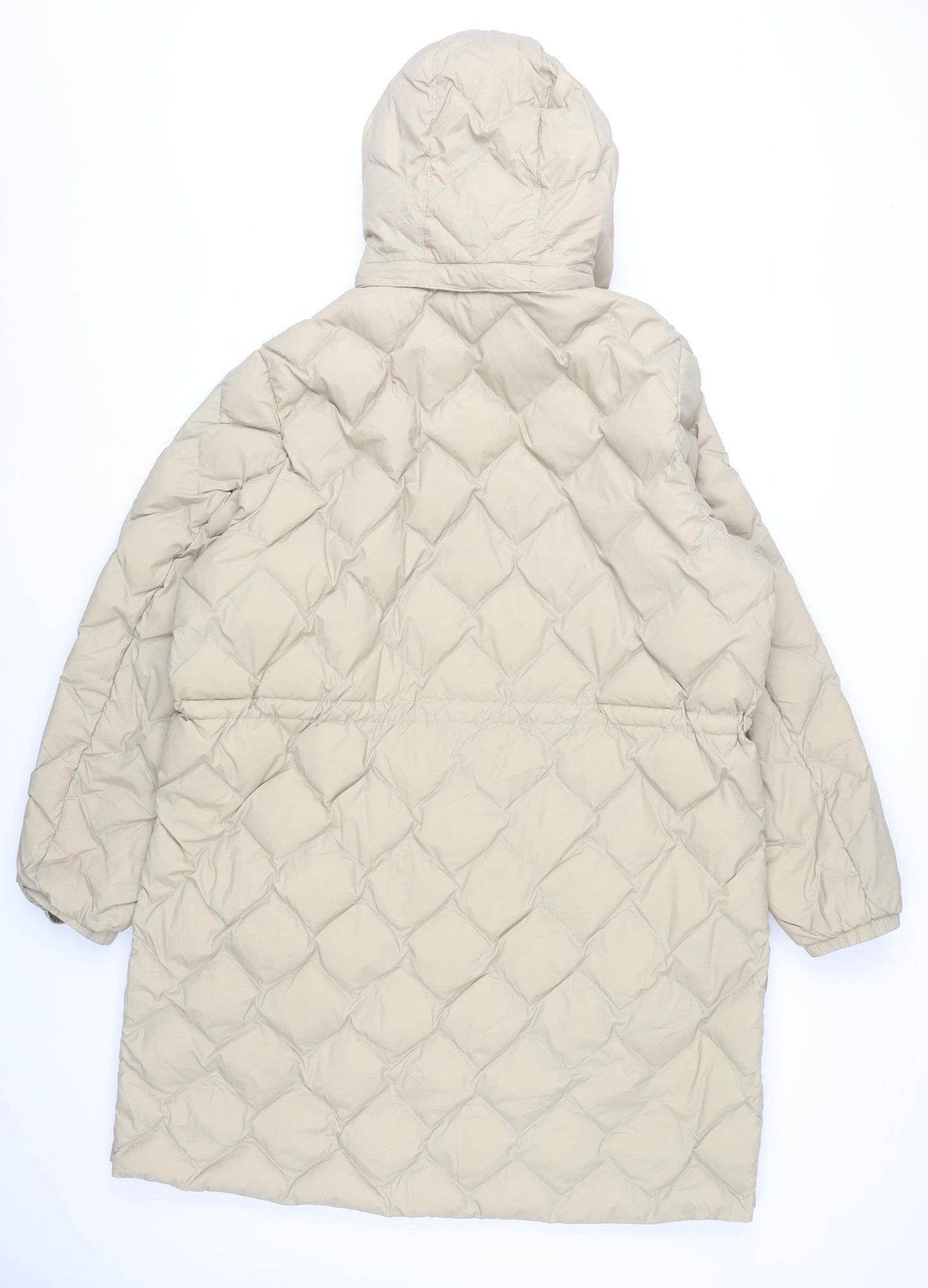 Marks and Spencer Womens Beige Size 20 Long Puffer Coat Hooded Quilted