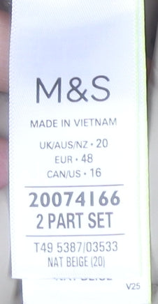 Marks and Spencer Womens Beige Size 20 Long Puffer Coat Hooded Quilted