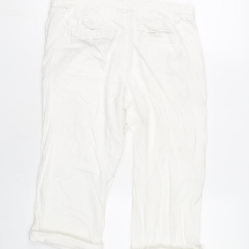 Debenhams Women’s White Linen Blend Capri Trousers Size 12