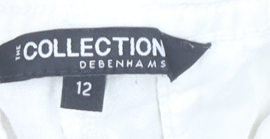 Debenhams Women’s White Linen Blend Capri Trousers Size 12