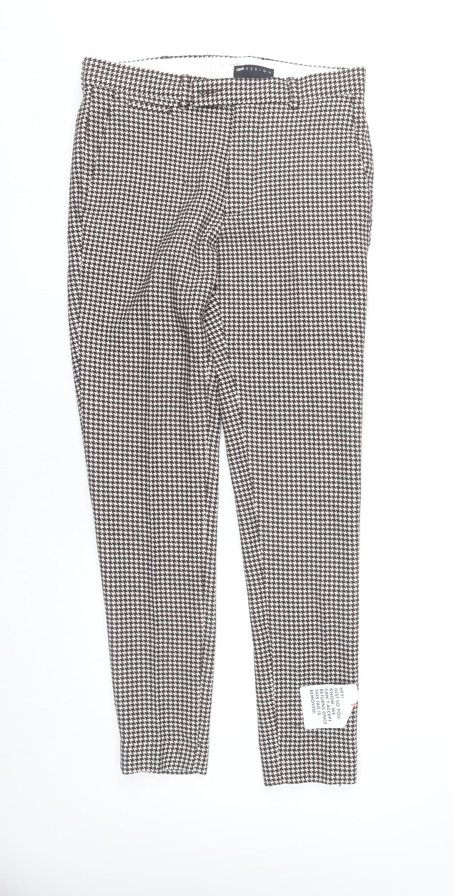 ASOS Design Men's Brown Houndstooth Slim Chino Trousers W30 L32
