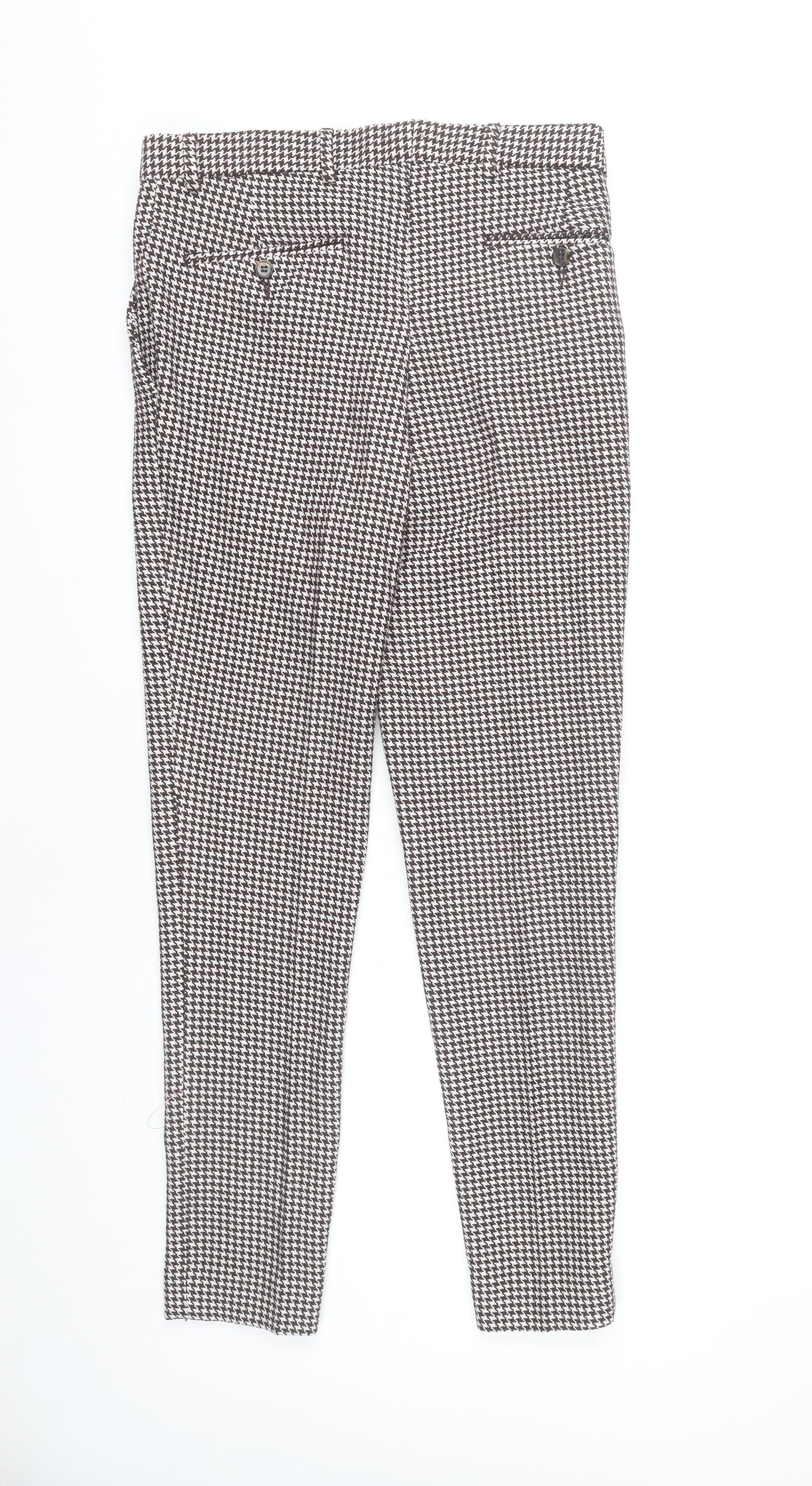 ASOS Design Men's Brown Houndstooth Slim Chino Trousers W30 L32
