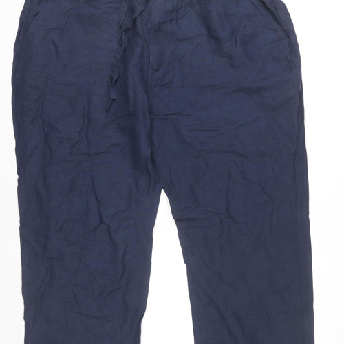 Cubavera Women’s Blue XL Linen Blend Straight Leg Casual Trousers