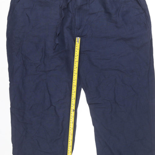 Cubavera Women’s Blue XL Linen Blend Straight Leg Casual Trousers