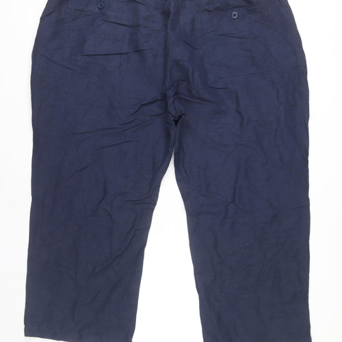 Cubavera Women’s Blue XL Linen Blend Straight Leg Casual Trousers