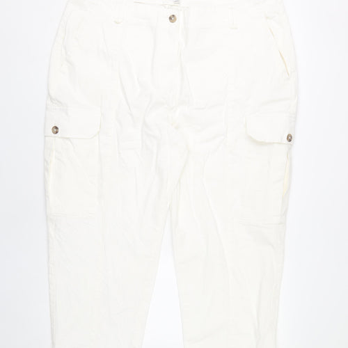 Marks and Spencer Women White Size 20 Cargo Cotton Trousers