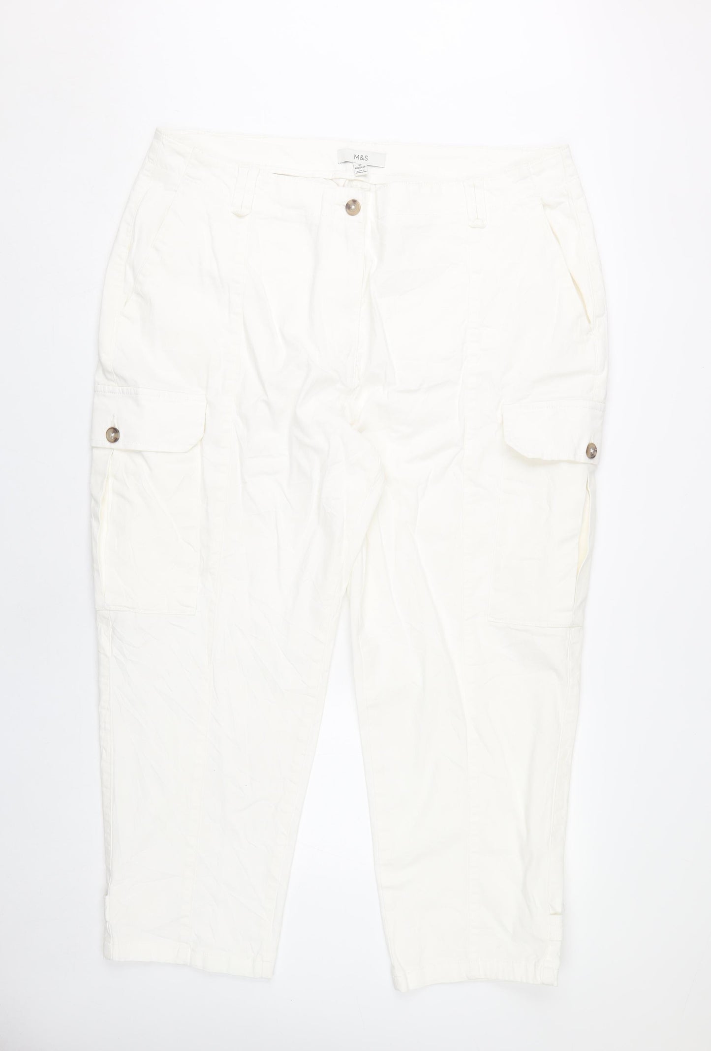 Marks and Spencer Women White Size 20 Cargo Cotton Trousers
