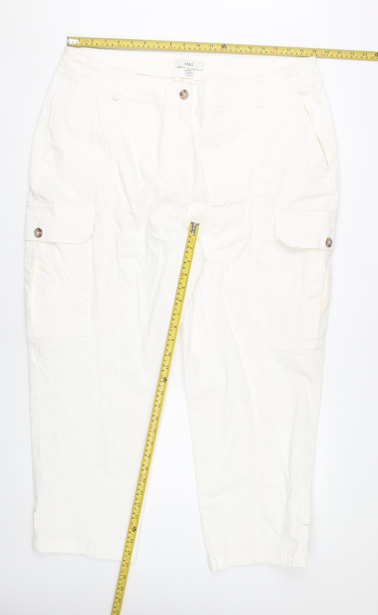 Marks and Spencer Women White Size 20 Cargo Cotton Trousers