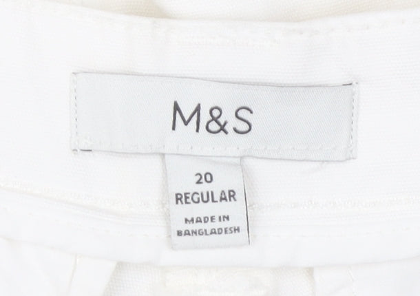 Marks and Spencer Women White Size 20 Cargo Cotton Trousers