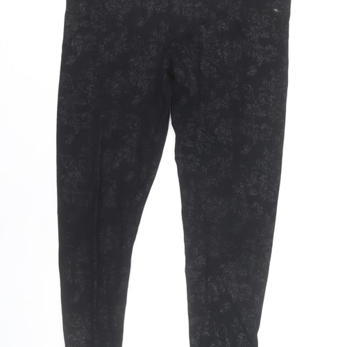 Marks and Spencer Womens Black Floral Stretch Leggings UK 12 M
