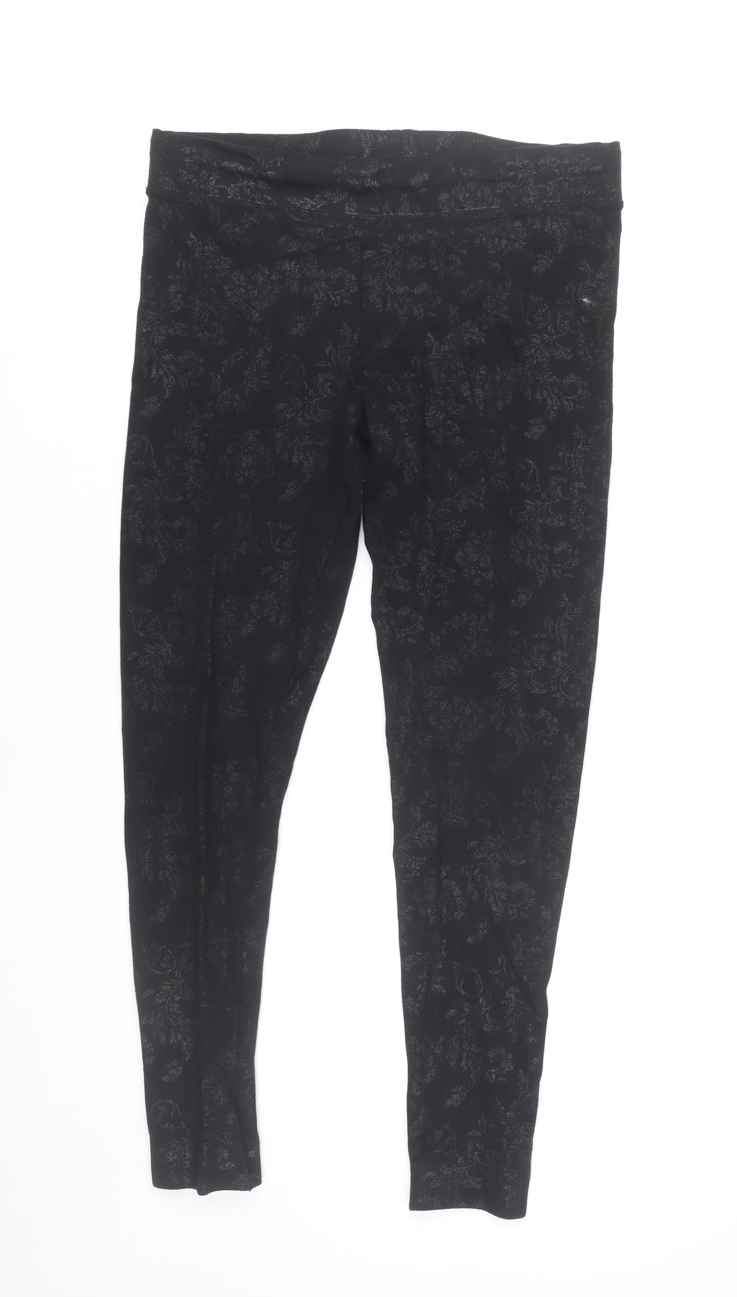 Marks and Spencer Womens Black Floral Stretch Leggings UK 12 M