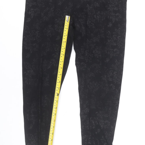 Marks and Spencer Womens Black Floral Stretch Leggings UK 12 M