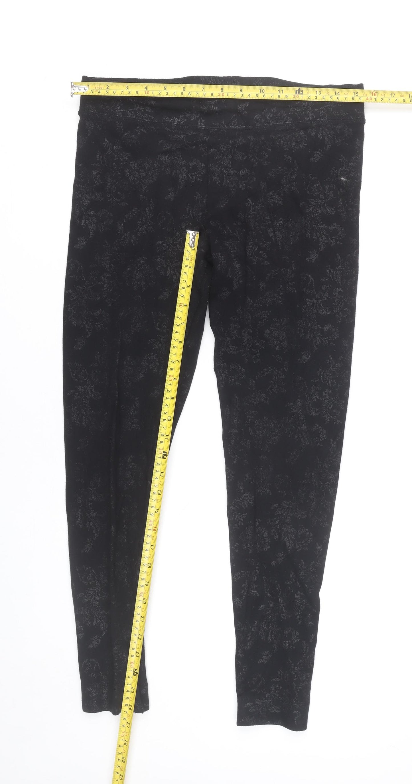 Marks and Spencer Womens Black Floral Stretch Leggings UK 12 M
