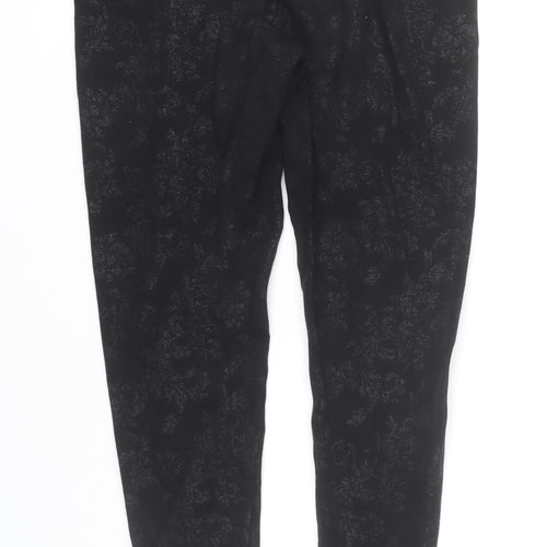 Marks and Spencer Womens Black Floral Stretch Leggings UK 12 M