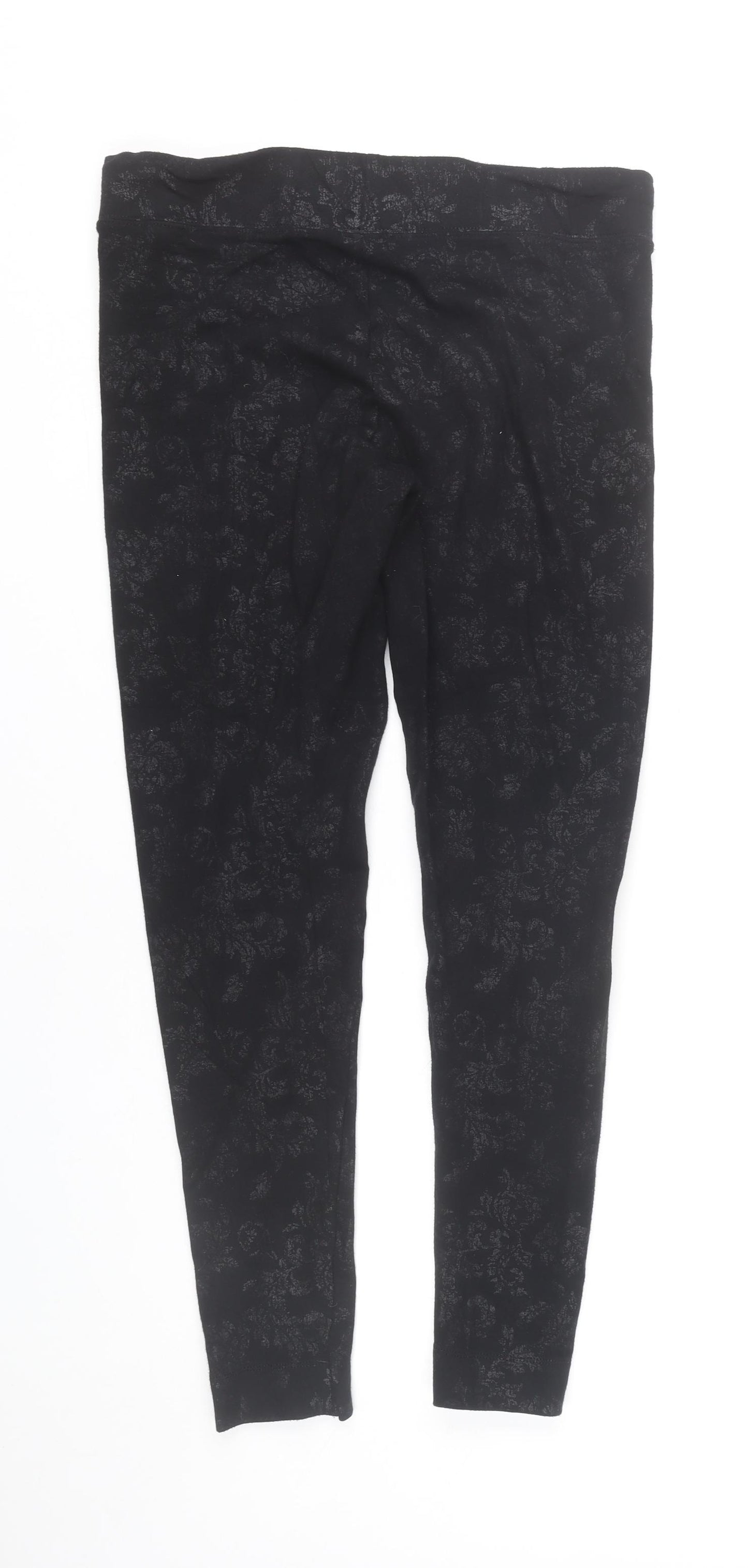 Marks and Spencer Womens Black Floral Stretch Leggings UK 12 M