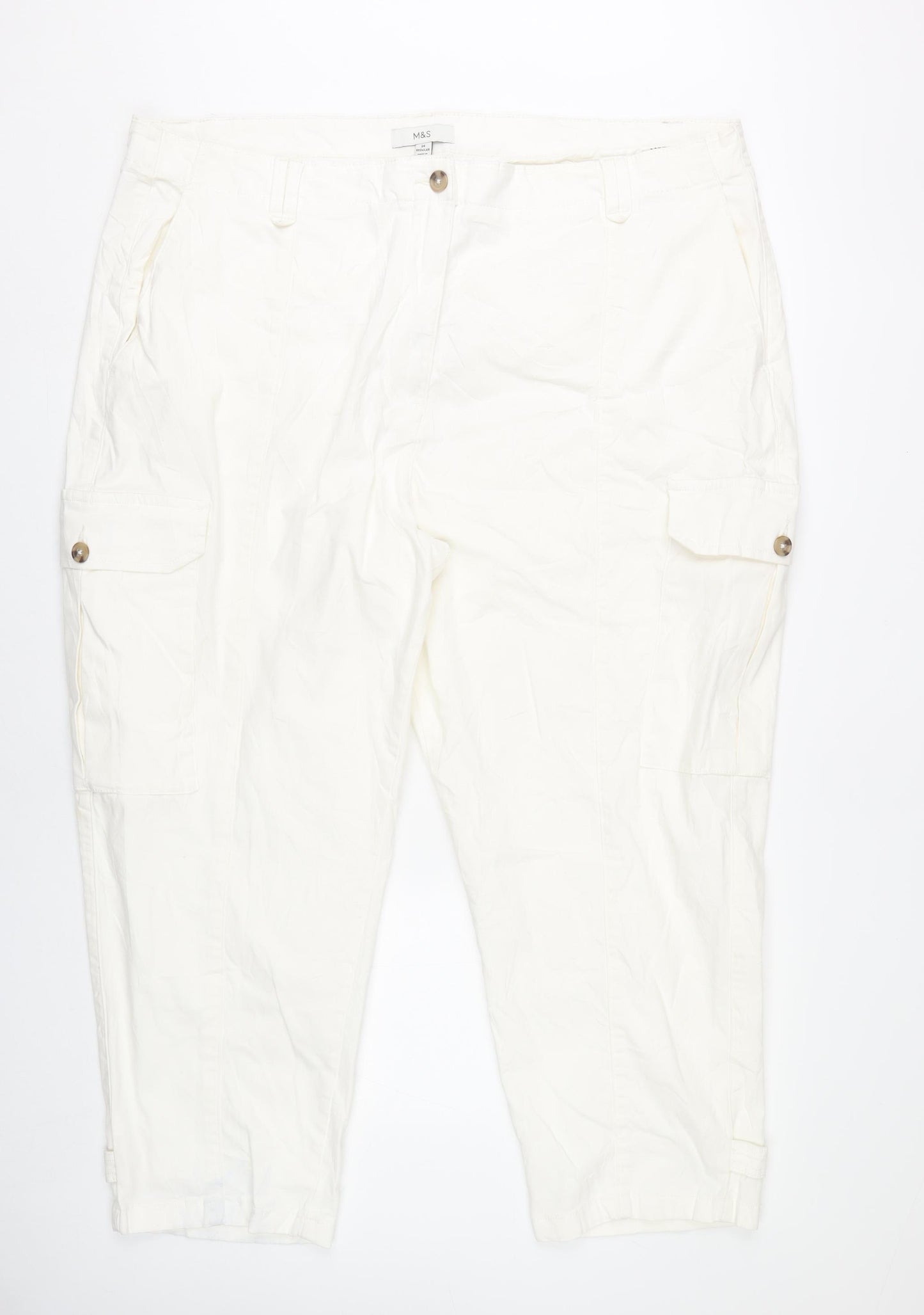Marks and Spencer Womens White Size 24 Cargo Trousers