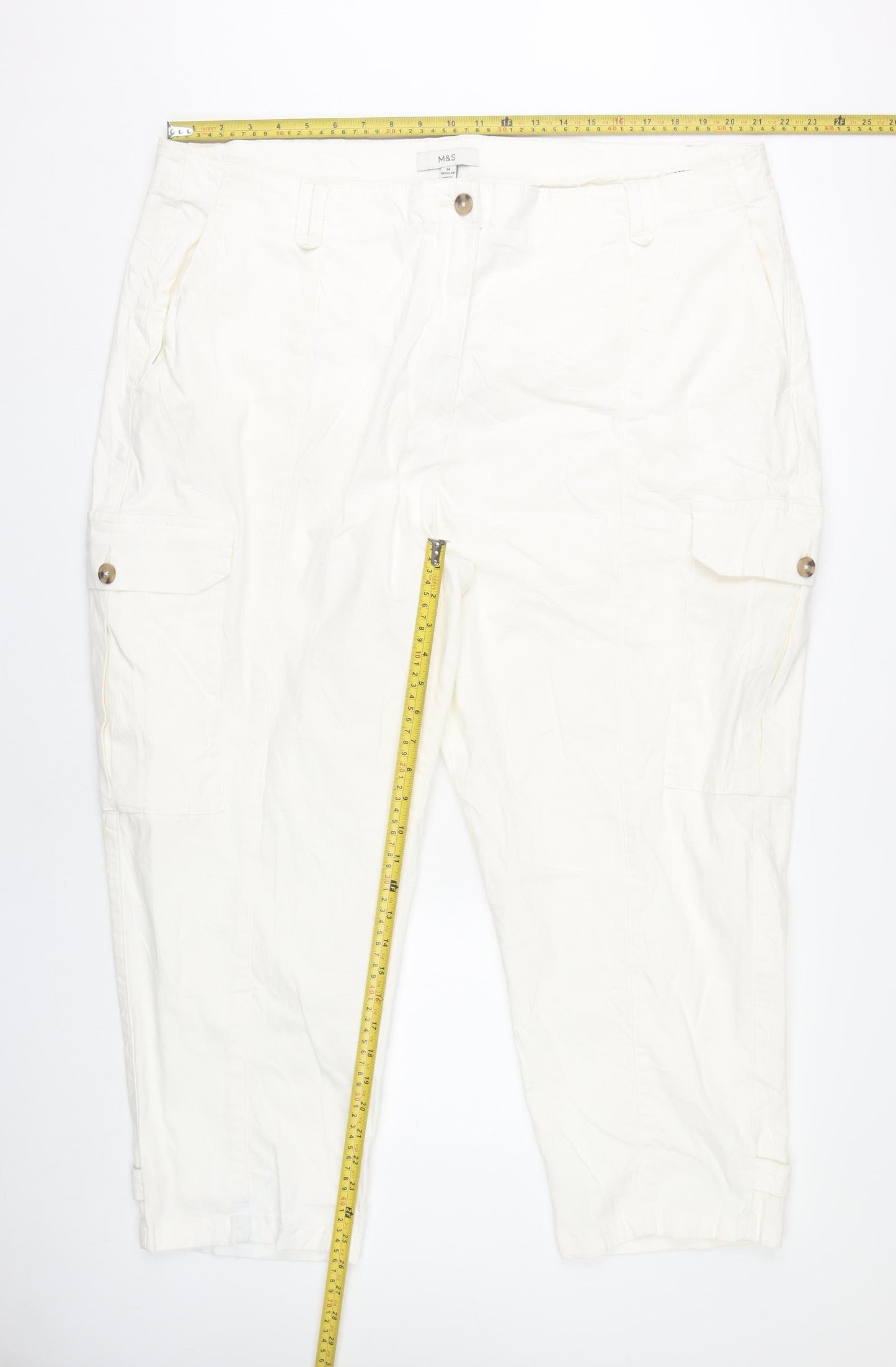 Marks and Spencer Womens White Size 24 Cargo Trousers