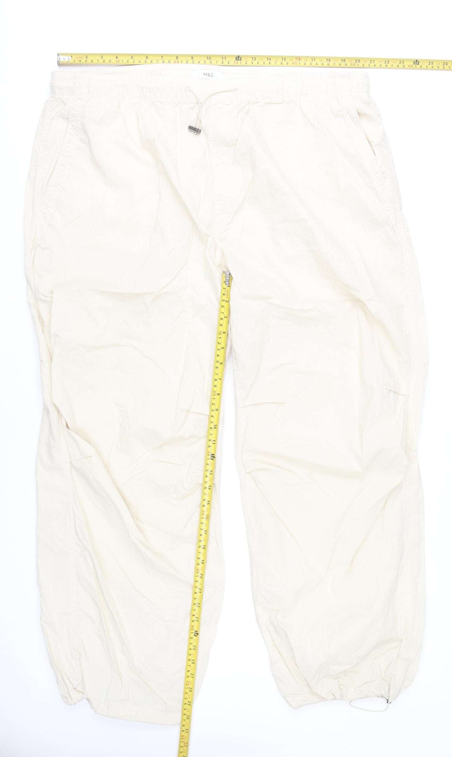 Marks and Spencer Womens Ivory Cargo Trousers Size 22 Cotton