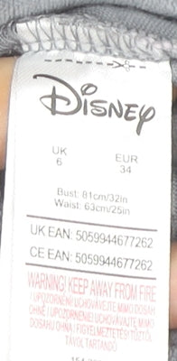 Disney Women’s Grey Minnie Mouse Pyjama Top Size 6 Velour Long Sleeve