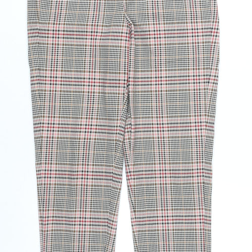 Marks and Spencer Womens Multicoloured Check Chino Trousers Size 8 Slim Fit