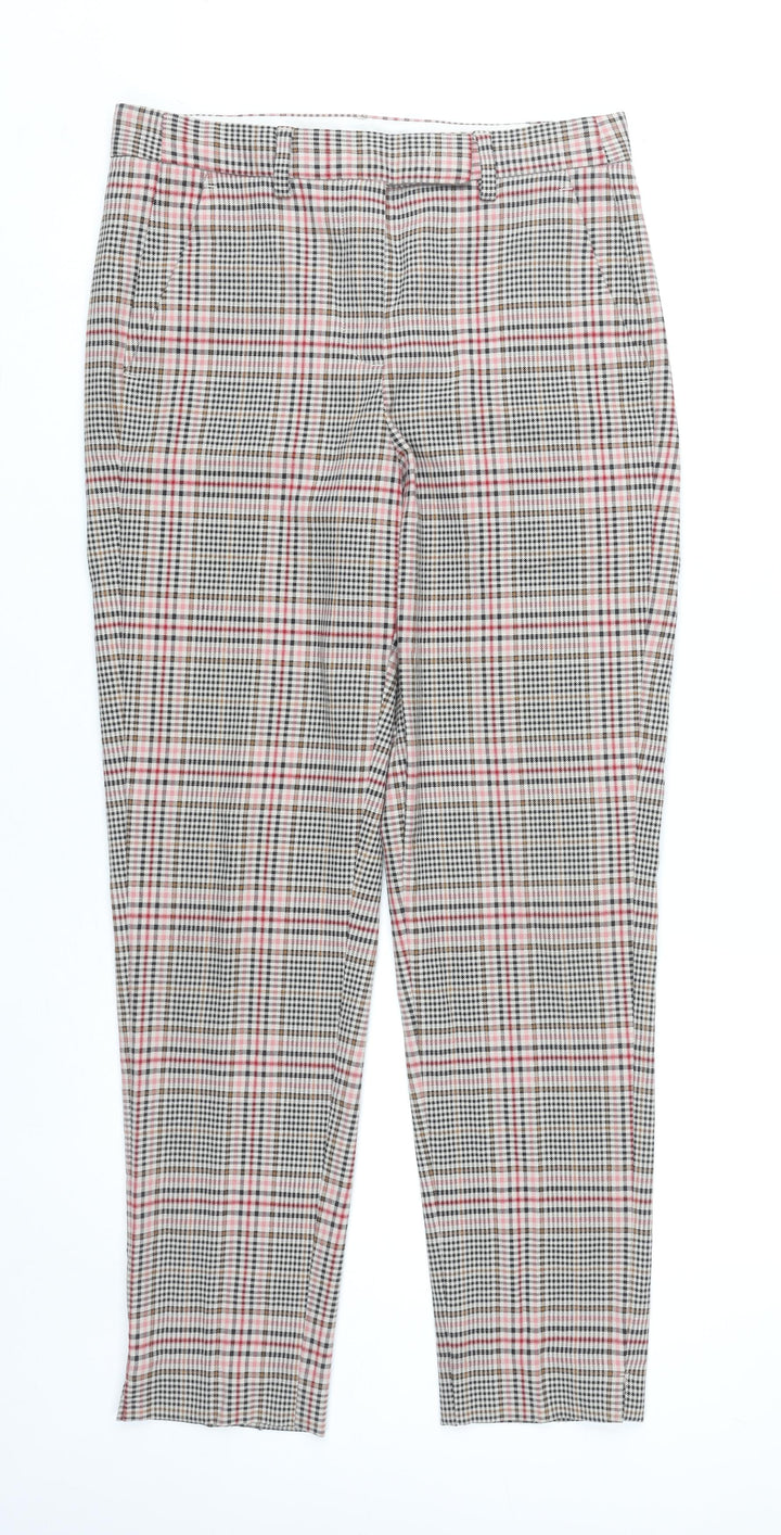 Marks and Spencer Womens Multicoloured Check Chino Trousers Size 8 Slim Fit