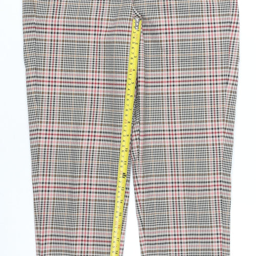 Marks and Spencer Womens Multicoloured Check Chino Trousers Size 8 Slim Fit