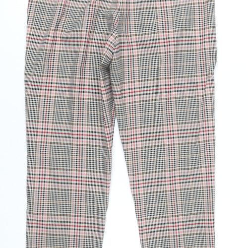 Marks and Spencer Womens Multicoloured Check Chino Trousers Size 8 Slim Fit