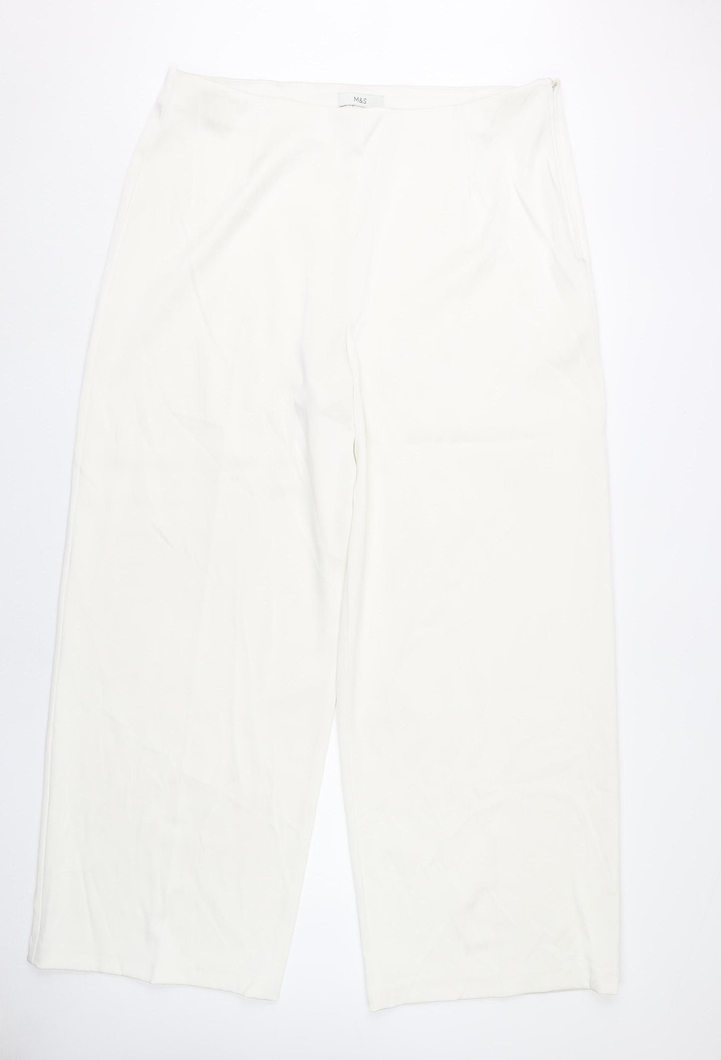 Marks and Spencer Women White Size 20 Wide-Leg Trousers