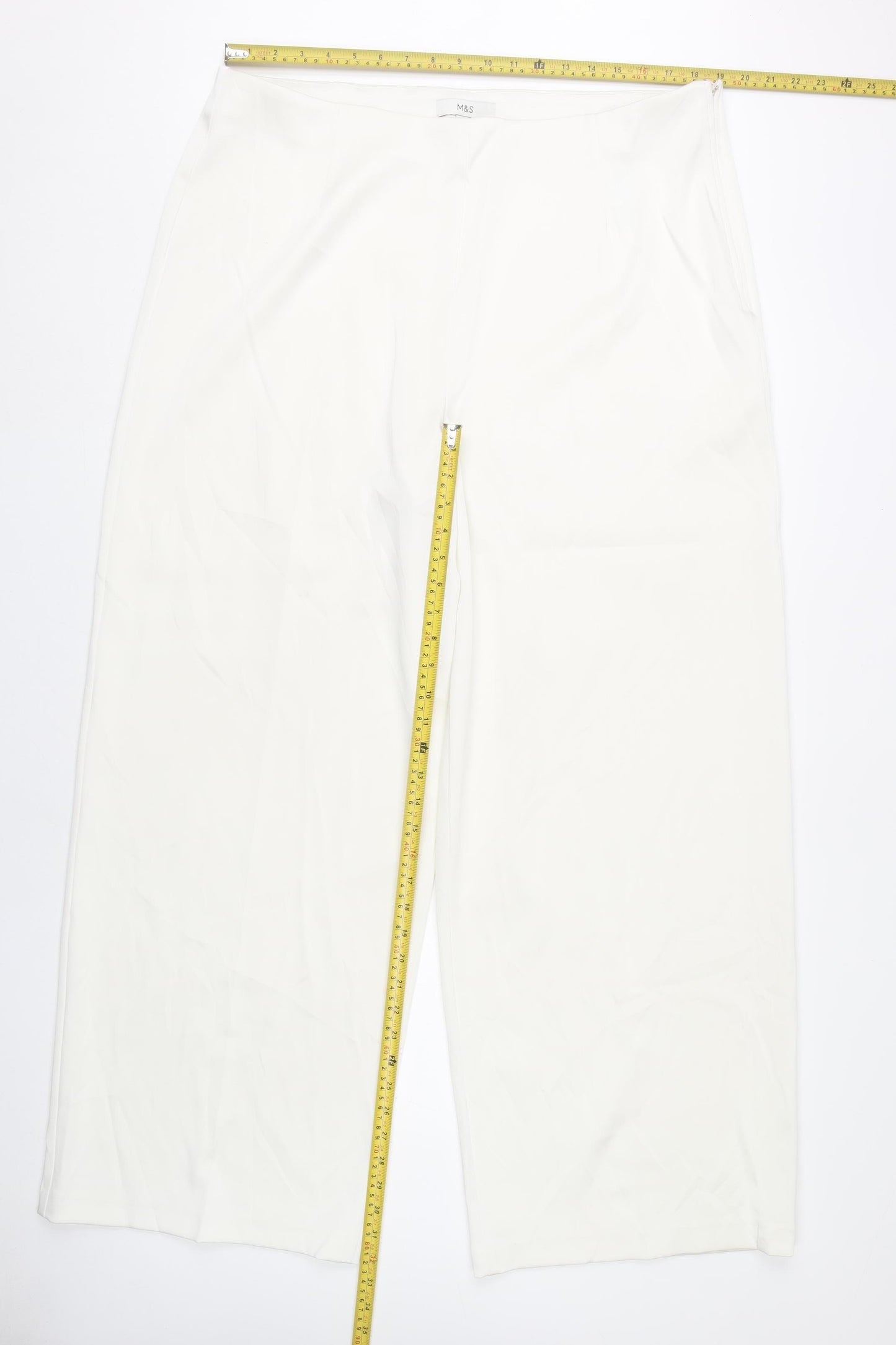 Marks and Spencer Women White Size 20 Wide-Leg Trousers