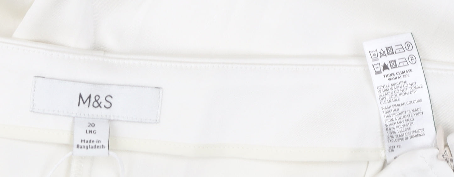 Marks and Spencer Women White Size 20 Wide-Leg Trousers