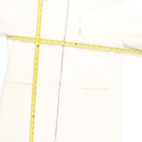 Ana Jakobs Womens Ivory Hooded Mid-Length Coat Size 10