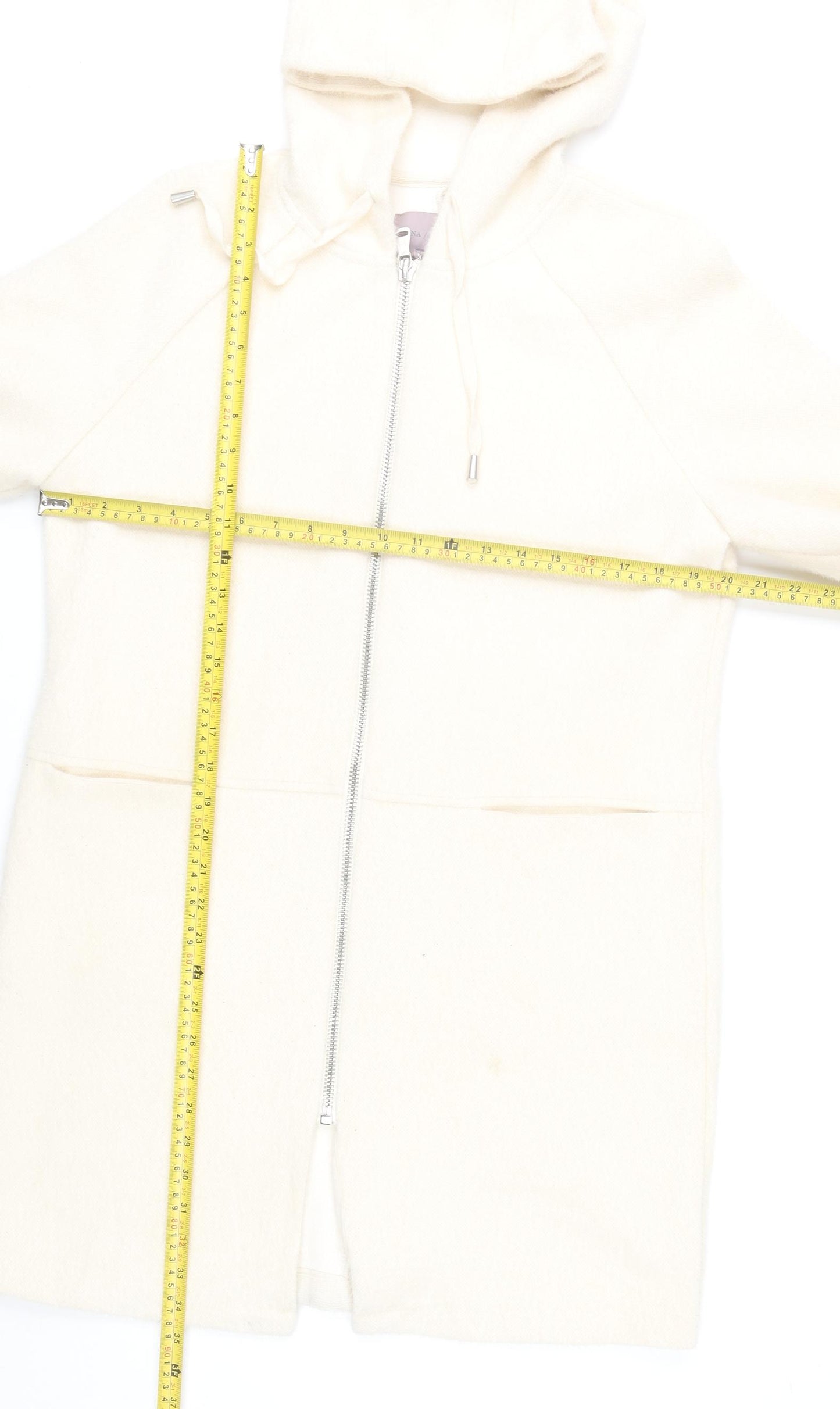 Ana Jakobs Womens Ivory Hooded Mid-Length Coat Size 10