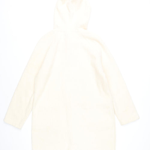 Ana Jakobs Womens Ivory Hooded Mid-Length Coat Size 10