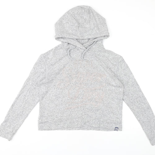 Superdry Women’s Grey Hoodie UK 8 Pullover Cotton Blend
