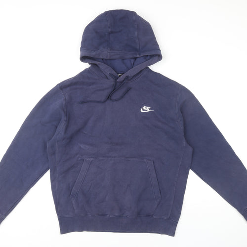 Nike Men's Blue Small Pullover Hoodie Sweatshirt Logo Fleece