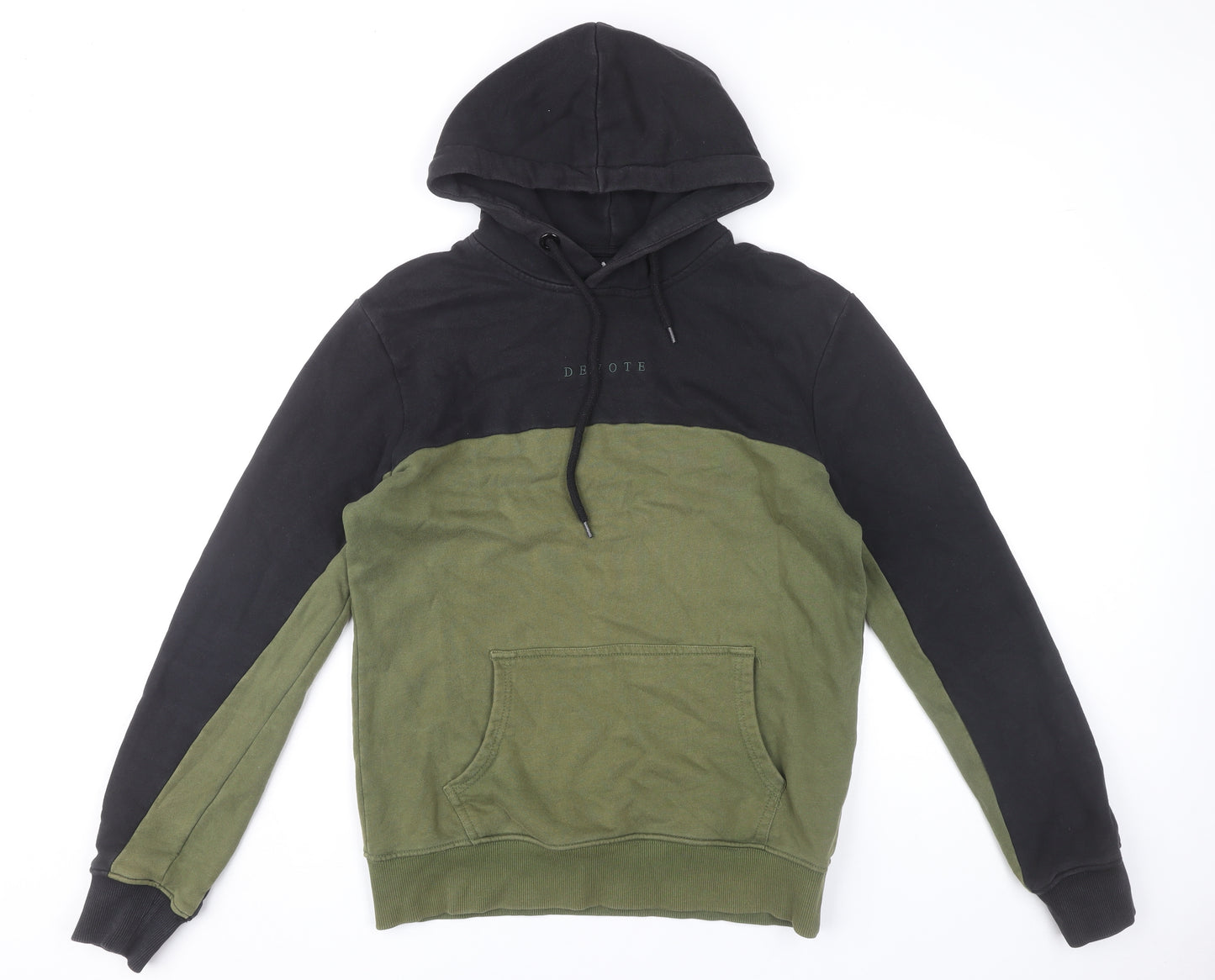 Devote London Mens Black Green Pullover Hoodie S Regular Cotton