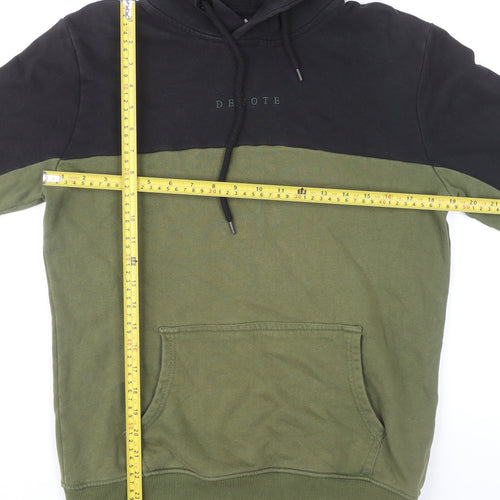 Devote London Mens Black Green Pullover Hoodie S Regular Cotton