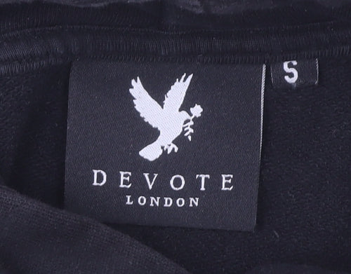 Devote London Mens Black Green Pullover Hoodie S Regular Cotton