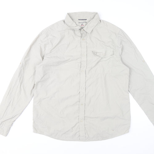 Craghoppers Men's Beige L Regular Fit Long Sleeve Button-Up Shirt