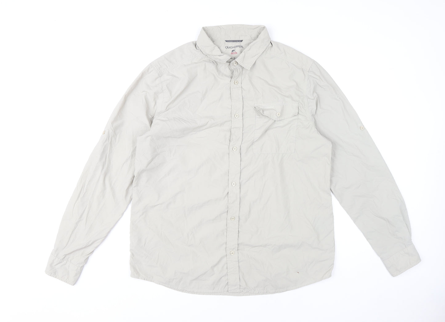 Craghoppers Men's Beige L Regular Fit Long Sleeve Button-Up Shirt