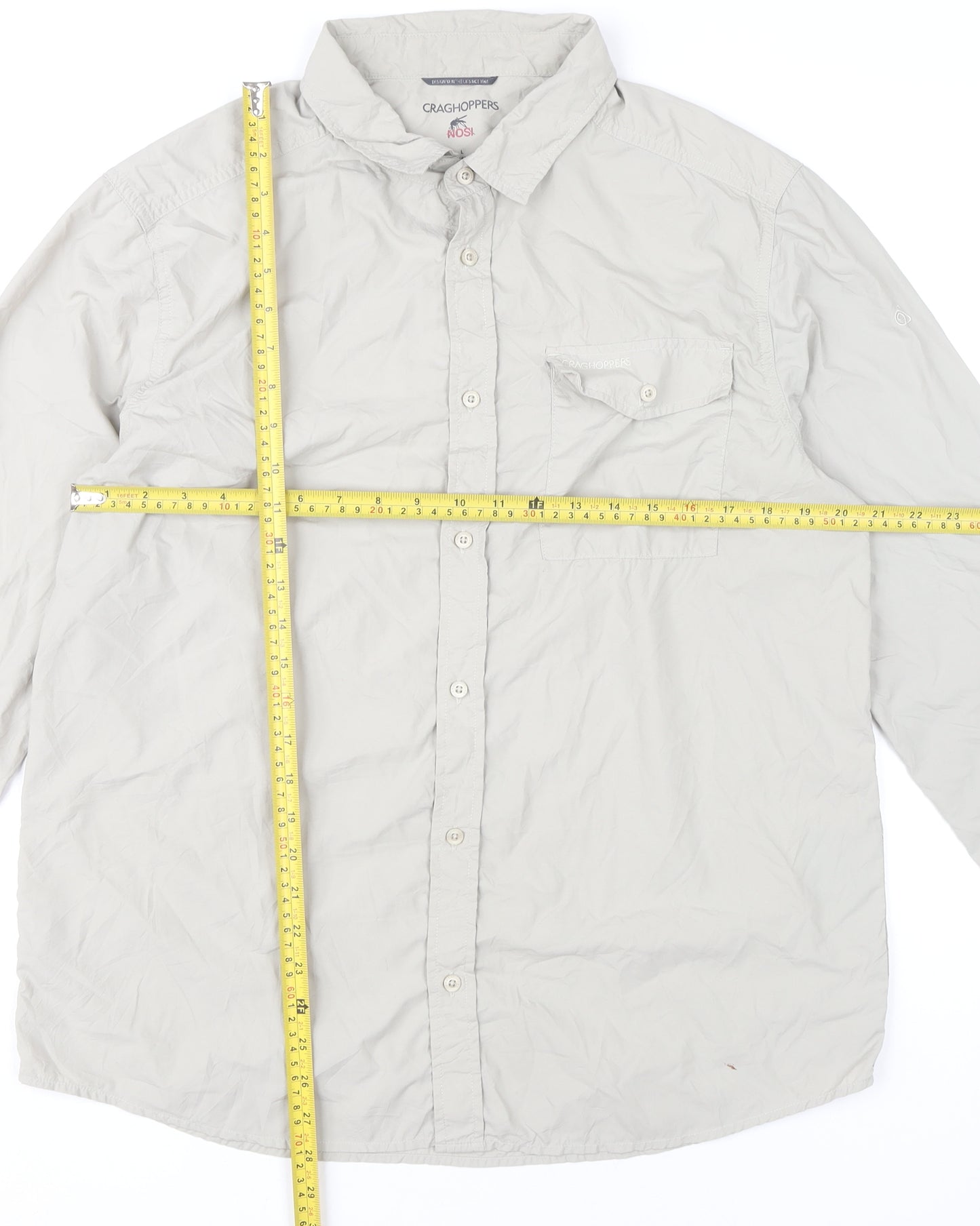 Craghoppers Men's Beige L Regular Fit Long Sleeve Button-Up Shirt