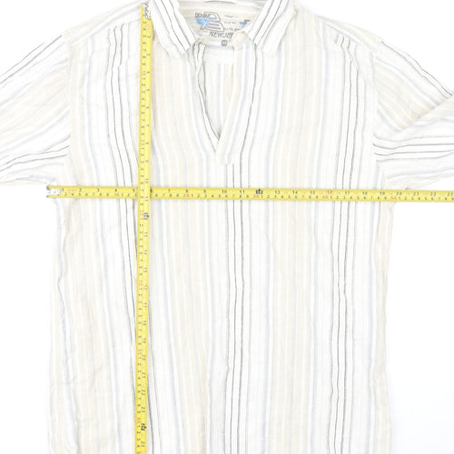 Denim 73 Mens Beige Striped Cotton Casual 3/4 Sleeve Shirt M