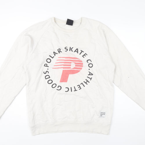 Polar Skate Co. Men’s White Medium Pullover Sweatshirt Graphic Logo