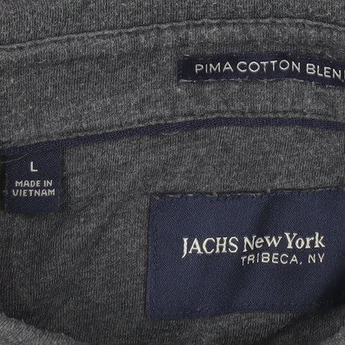 JACHS New York Men’s Grey Pima Cotton Blend Polo Shirt L