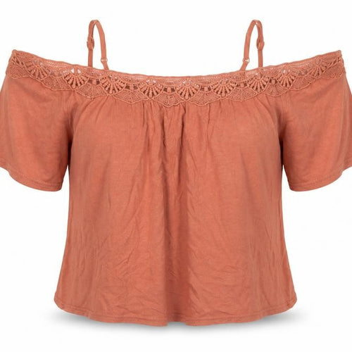 New Look Women’s Brown Crochet Off Shoulder Blouse Size 10