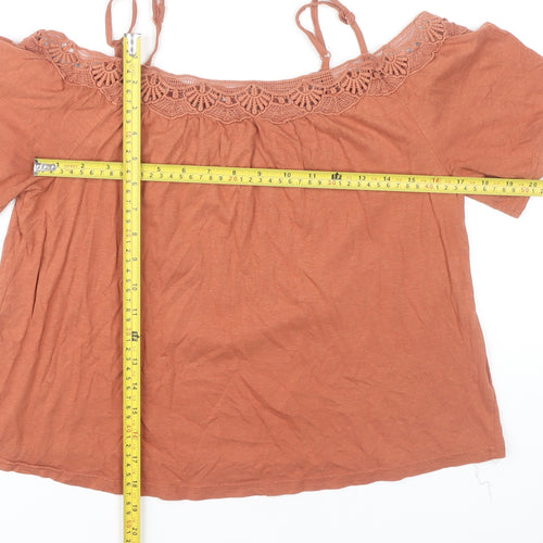 New Look Women’s Brown Crochet Off Shoulder Blouse Size 10